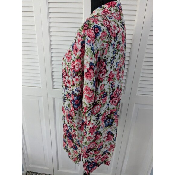 Classics Jantzen Top Womens L Vintage Floral Multi Short Sleeve Button Up Shirt - Picture 7 of 10